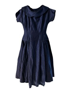 Vintage 1950s navy blue dress, small/medium